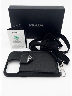 Prada Saffiano Leather iPhone 15 Pro Max Crossbody Case